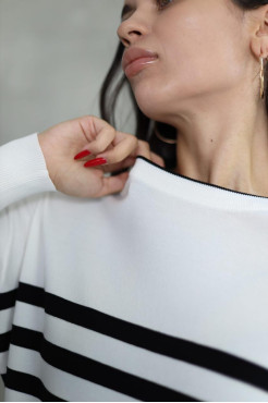 Світшот смужка в'язаний трикотаж 46-50 біло-чорна (823178) - фото 8