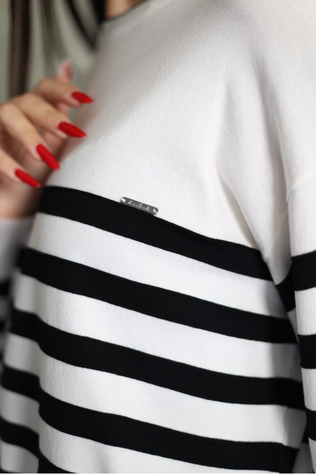 Світшот смужка в'язаний трикотаж 46-50 біло-чорна (823178) - фото 10