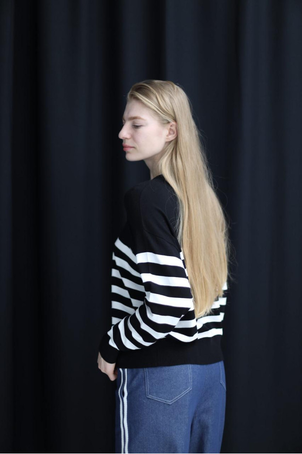 Світшот смужка в'язаний трикотаж 46-50 чорно-біла (823178bl) - фото 4