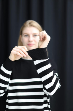 Світшот смужка в'язаний трикотаж 46-50 чорно-біла (823178bl) - фото 5