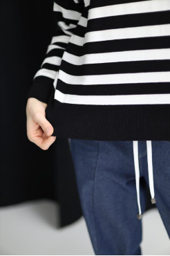 Світшот смужка в'язаний трикотаж 46-50 чорно-біла (823178bl) - фото 8