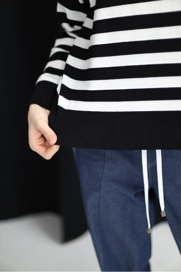 Світшот смужка в'язаний трикотаж 46-50 чорно-біла (823178bl) - фото 8