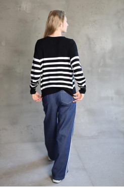 Світшот смужка в'язаний трикотаж 46-50 чорно-біла (823178bl) - фото 9