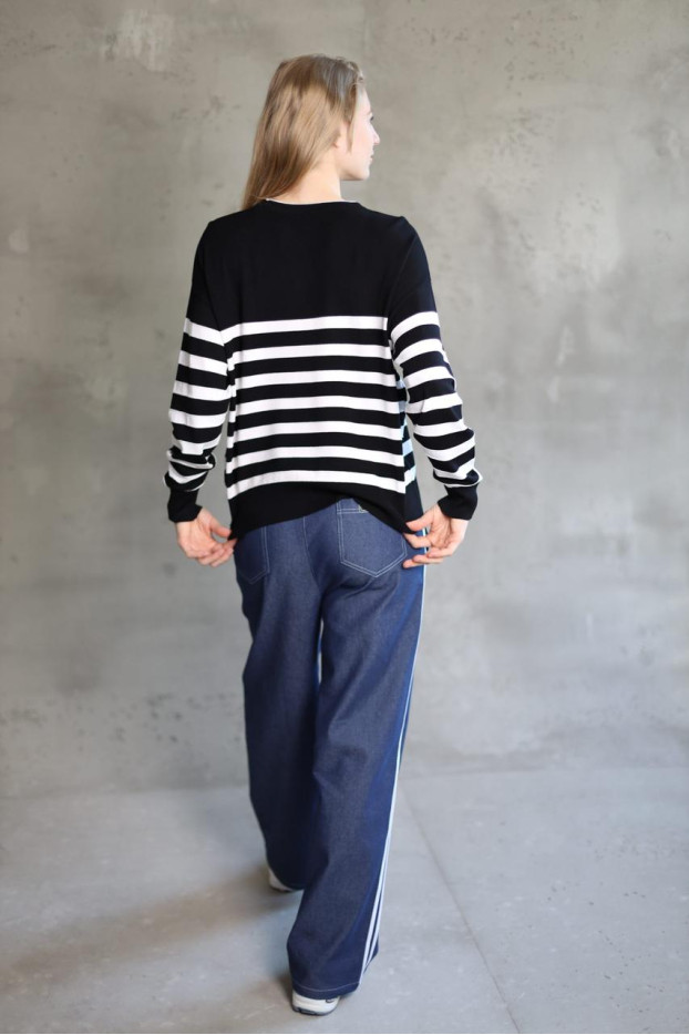 Світшот смужка в'язаний трикотаж 46-50 чорно-біла (823178bl) - фото 9