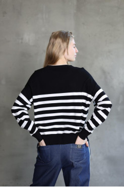 Світшот смужка в'язаний трикотаж 46-50 чорно-біла (823178bl) - фото 10