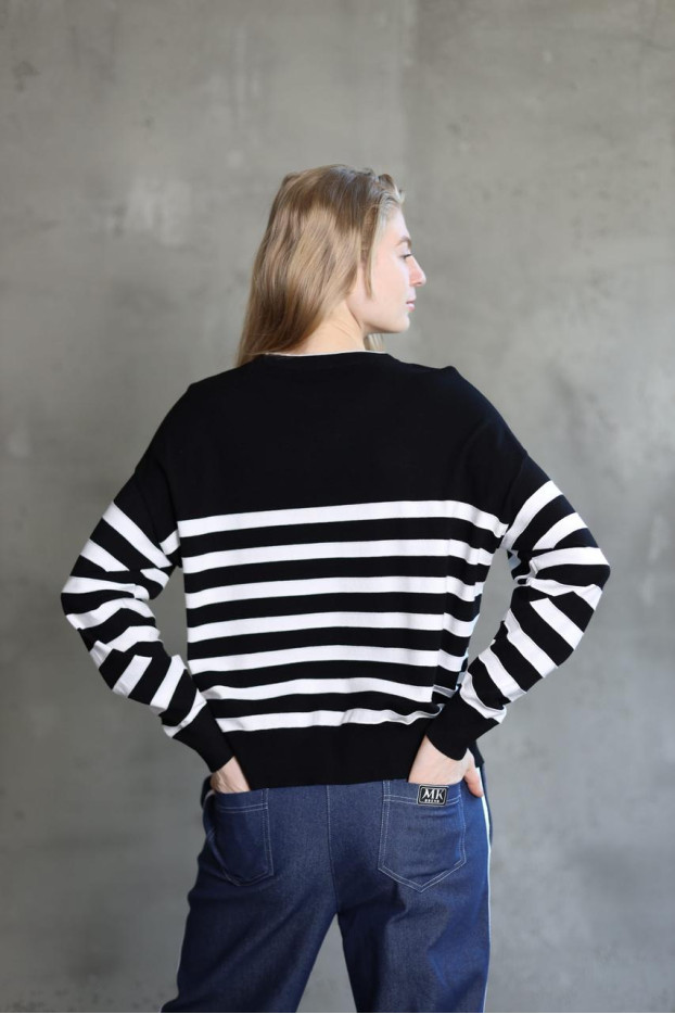 Світшот смужка в'язаний трикотаж 46-50 чорно-біла (823178bl) - фото 10
