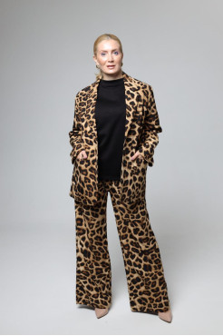 Костюм жіночий брючний Лео M коричневий+чорний (82681М) - фото 1