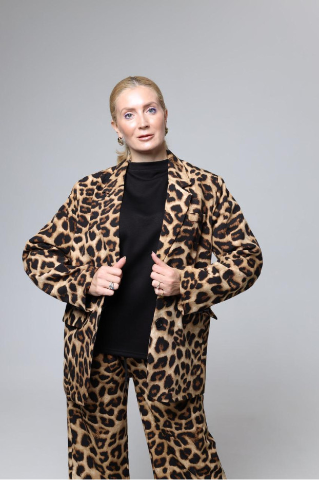 Костюм жіночий брючний Лео M коричневий+чорний (82681М) - фото 2