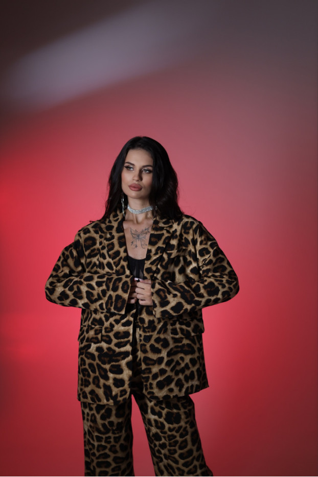 Костюм жіночий брючний Лео M коричневий+чорний (82681М) - фото 3