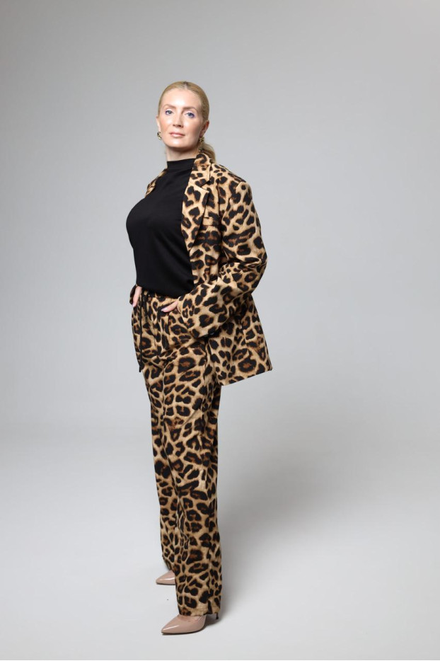 Костюм жіночий брючний Лео M коричневий+чорний (82681М) - фото 7