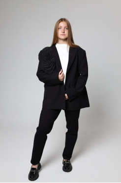 Піджак жіночий з квиткою 46-50 чорний (82656) - фото 1