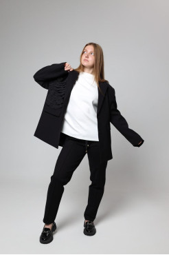 Піджак жіночий з квиткою 46-50 чорний (82656) - фото 2