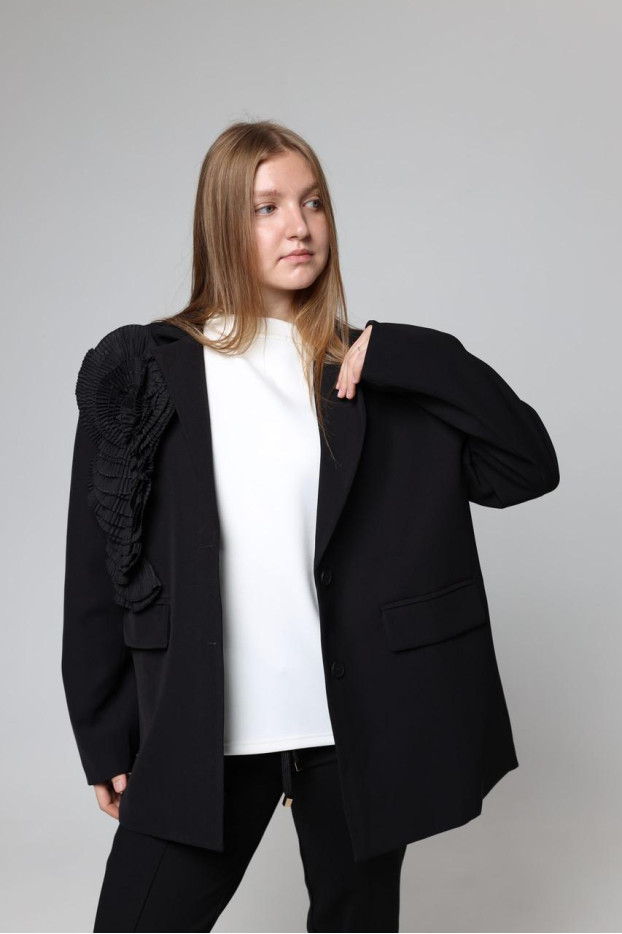 Піджак жіночий з квиткою 46-50 чорний (82656) - фото 3