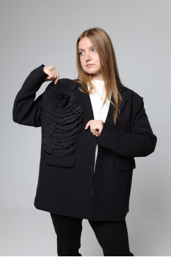 Піджак жіночий з квиткою 46-50 чорний (82656) - фото 7