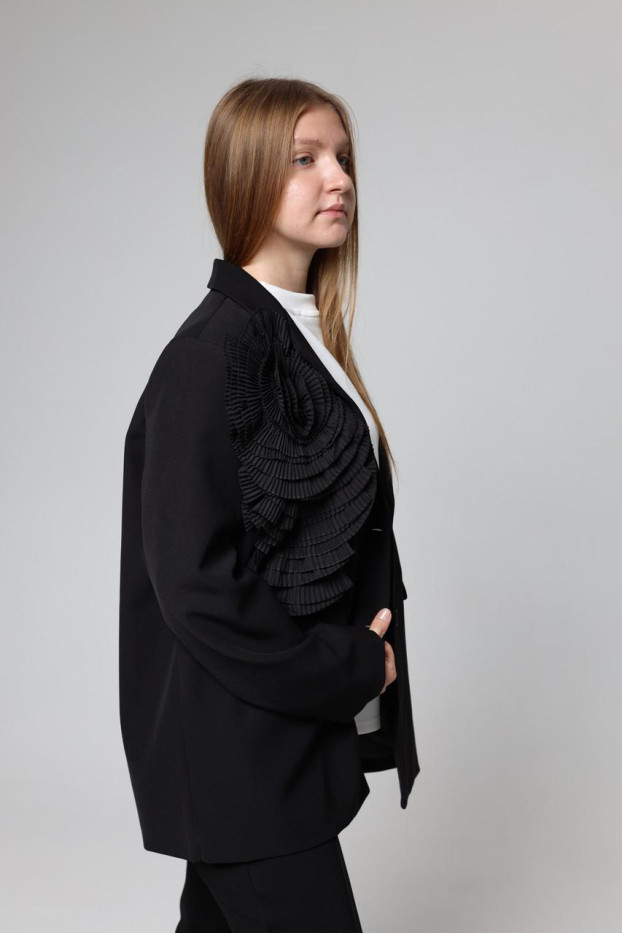 Піджак жіночий з квиткою 46-50 чорний (82656) - фото 8