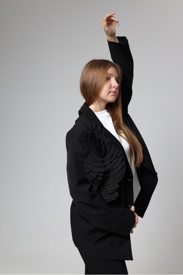 Піджак жіночий з квиткою 46-50 чорний (82656) - фото 9