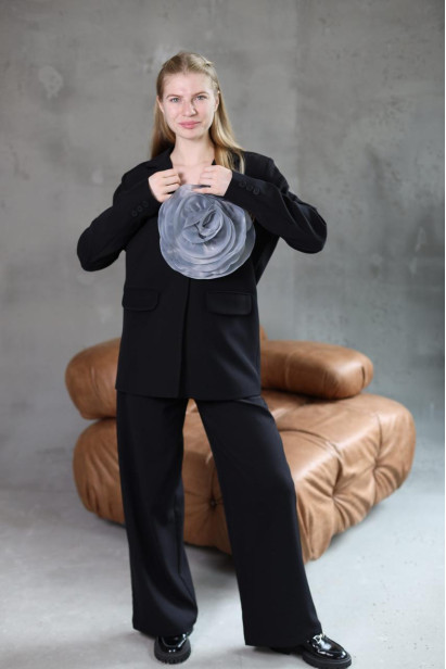 Костюм жіночий брючний 48-50 чорний (82657blL)