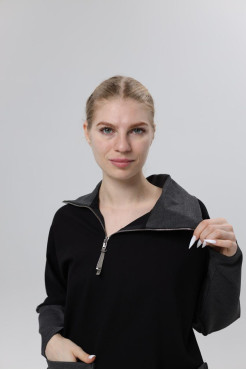 Худі MK жіночій oversize 52-54 чорний+графітові рукава (1299grL) - фото 6