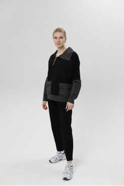 Худі MK жіночій oversize 54-56 чорний+графітові рукава (1299grXL) - фото 2