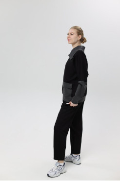 Худі MK жіночій oversize 54-56 чорний+графітові рукава (1299grXL) - фото 4