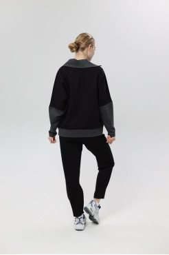 Худі MK жіночій oversize 54-56 чорний+графітові рукава (1299grXL) - фото 5