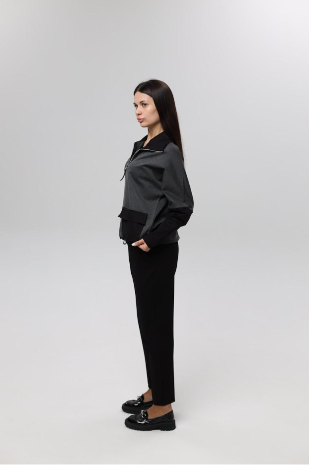 Худі MK жіночій oversize 52-54 графіт + чорні рукава (1299grbL) - фото 7