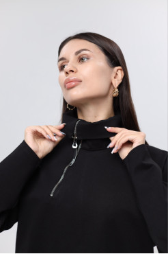 Худі MK жіночій oversize 54-56 чорний+еко шкіра (1299/1XL) - фото 4