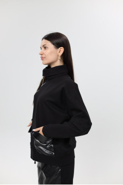 Худі MK жіночій oversize 54-56 чорний+еко шкіра (1299/1XL) - фото 7