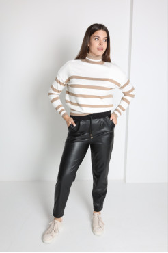 Брюки-слоучі жіночі на штучному хутрі 52-54 чорні (0949--1mXXL) - фото 1