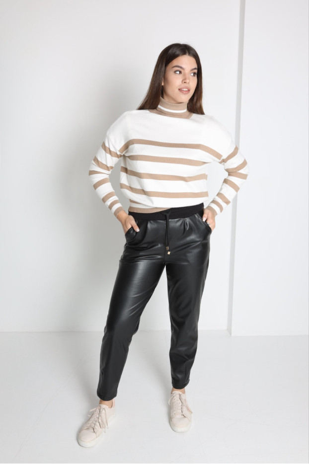 Брюки-слоучі жіночі на штучному хутрі 52-54 чорні (0949--1mXXL) - фото 1