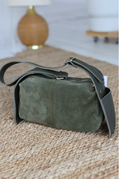 Сумка жіноча кішені замша+еко шкіра МК зелена (2199/3g)