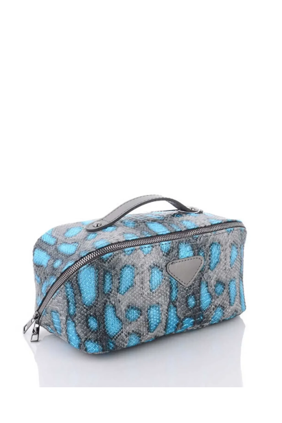 Жіноча косметичка срібло з блакитним рептілія 71003