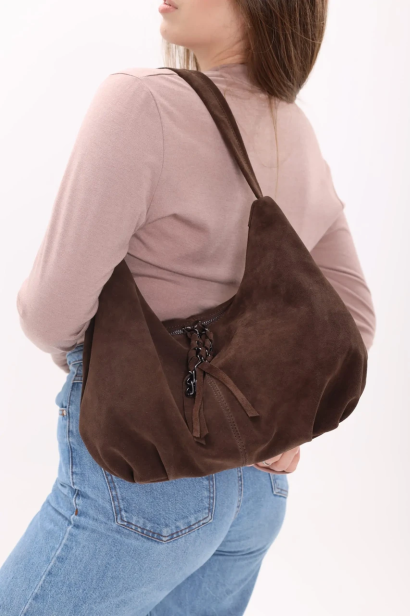 Сумка жіноча замшева МК шоколадна (К7025)