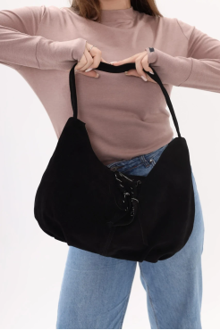 Сумка жіноча замшева МК чорна (К7024) - фото 1