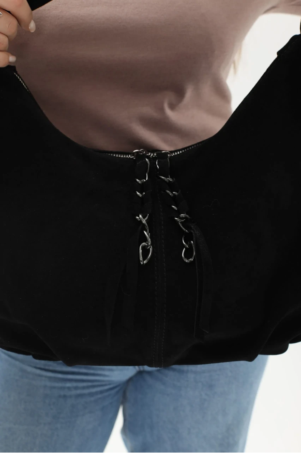 Сумка жіноча замшева МК чорна (К7024) - фото 2