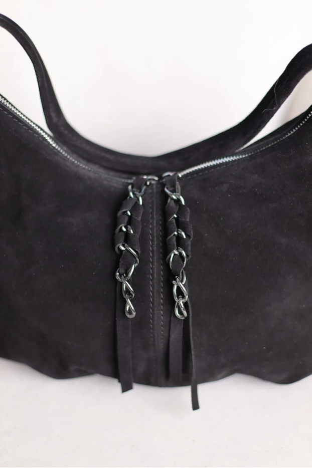 Сумка жіноча замшева МК чорна (К7024) - фото 7