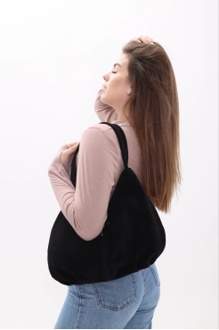 Сумка жіноча замшева МК чорна (К7024) - фото 10