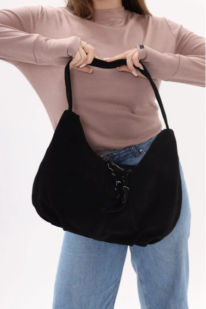 Сумка жіноча замшева МК чорна (К7024)