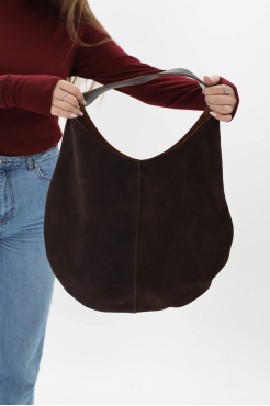 Сумка-шопер жіноча велика замша+еко шкіра МК шоколад (2199/1) - фото 1