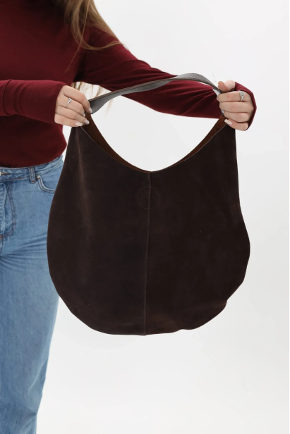 Сумка-шопер жіноча велика замша+еко шкіра МК шоколад (2199/1)