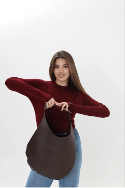 Сумка-шопер жіноча велика замша+еко шкіра МК шоколад (2199/1) - фото 6