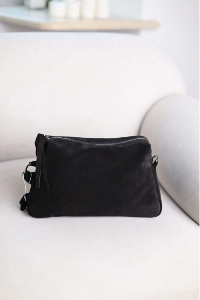 Сумка жіноча замшева середня МК чорна (К1204)