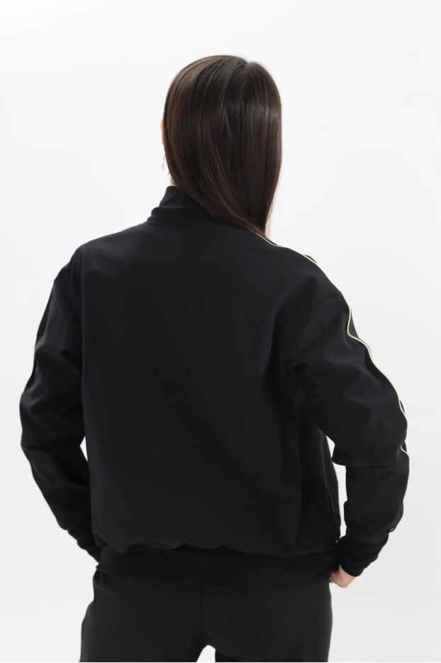 Бомбер утеплений МК жіночий 44-46 чорний бежевий лампас (01599bXS) - фото 3