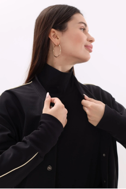 Бомбер утеплений МК жіночий 44-46 чорний бежевий лампас (01599bXS) - фото 4