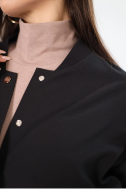 Бомбер утеплений МК жіночий 44-46 чорний бежевий лампас (01599bXS) - фото 5