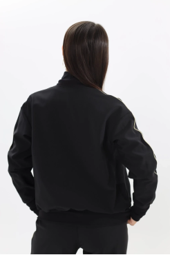 Бомбер утеплений МК жіночий 54-56 чорний бежевий лампас (01599bXL) - фото 3