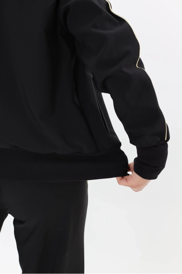 Бомбер утеплений МК жіночий 52-54 чорний бежевий лампас (01559bL) - фото 2