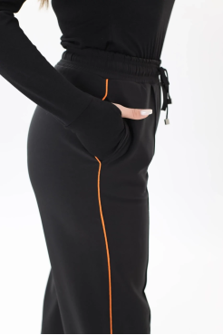 Брюки-палацо жіночі з помаранчевим лампасом 52-54 чорні (01449XXL) - фото 3