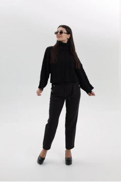 Брюки жіночі зі стрілкою на утепленні 54-56 графіт (1449/1gXXL) - фото 1