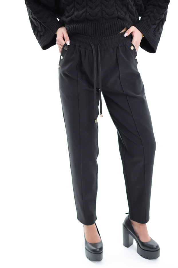 Брюки жіночі зі стрілкою на утепленні 46-48 чорні (1449/1S) - фото 1